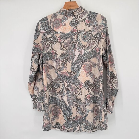 Chicos 2 No-Iron Paisley Button-Down Shirt Size large Womens tunic blouse - Picture 15 of 15